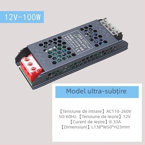 Sursă de alimentare LED cu tensiune constantă, intrare 220V AC, ieșire 12–24V DC, până la 16,6A, 400W, protecții: suprasarcină, scurtcircuit, supratensiune, supraîncălzire, supracurent