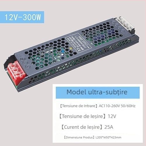 Sursă de alimentare LED cu tensiune constantă, intrare 220V AC, ieșire 12–24V DC, până la 16,6A, 400W, protecții: suprasarcină, scurtcircuit, supratensiune, supraîncălzire, supracurent