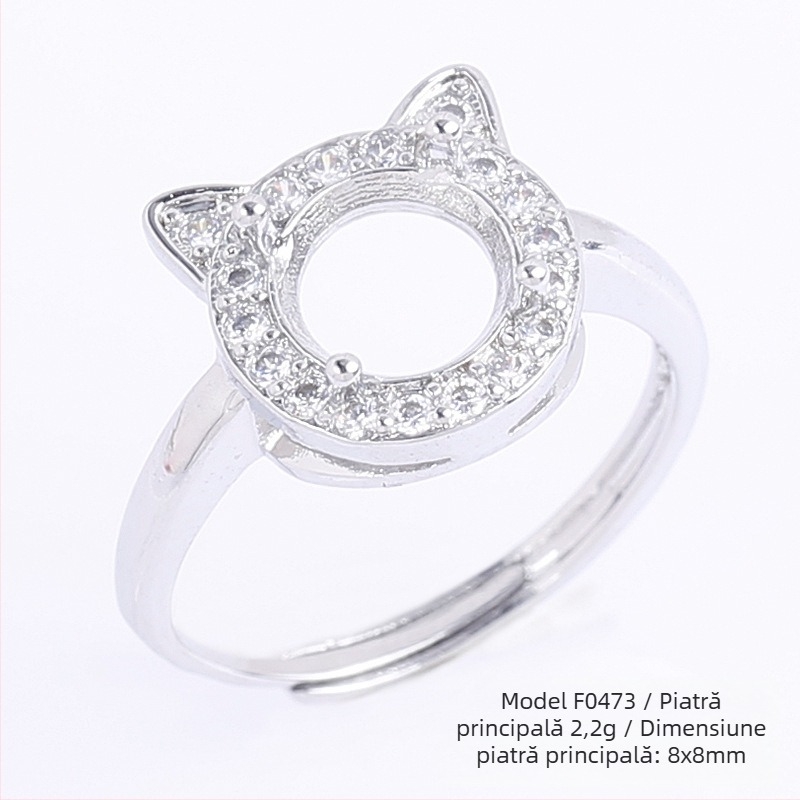 Bază reglabilă DIY pentru inel cu Moissanite circular, din cupru, placare electrolitică