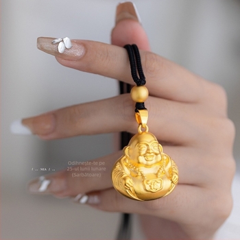 Colier din alamă, cu lanț box și pandant Buddha Maitreya, stil nou chinezesc, placare electroplată