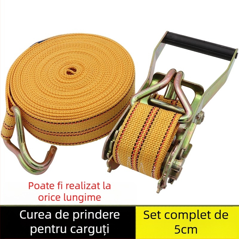 Bandă de prindere a mărfurilor cu cârlig și mecanism de tensionare pentru camioane și containere