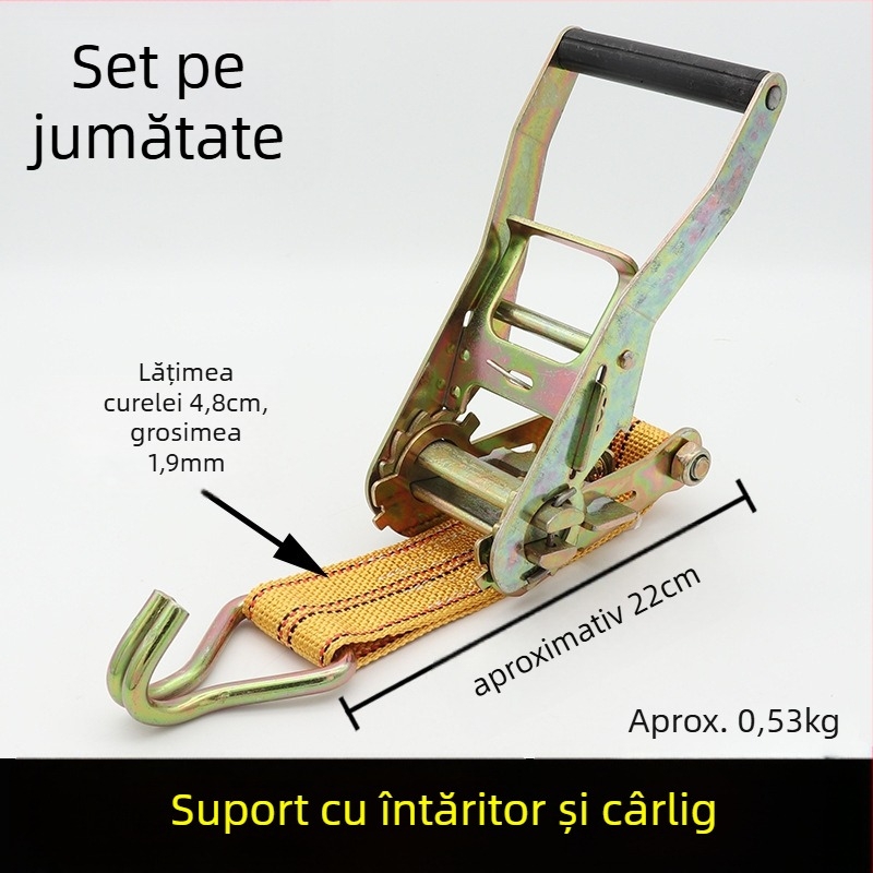 Bandă de prindere a mărfurilor cu cârlig și mecanism de tensionare pentru camioane și containere