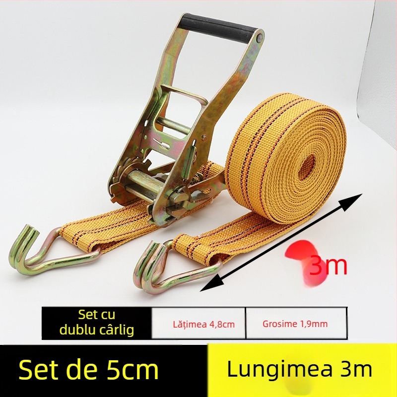 Bandă de prindere a mărfurilor cu cârlig și mecanism de tensionare pentru camioane și containere