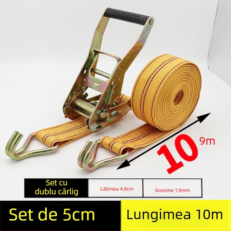 Bandă de prindere a mărfurilor cu cârlig și mecanism de tensionare pentru camioane și containere