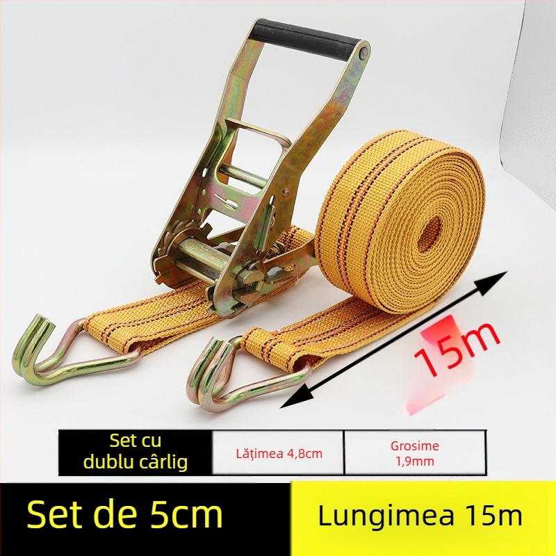 Bandă de prindere a mărfurilor cu cârlig și mecanism de tensionare pentru camioane și containere