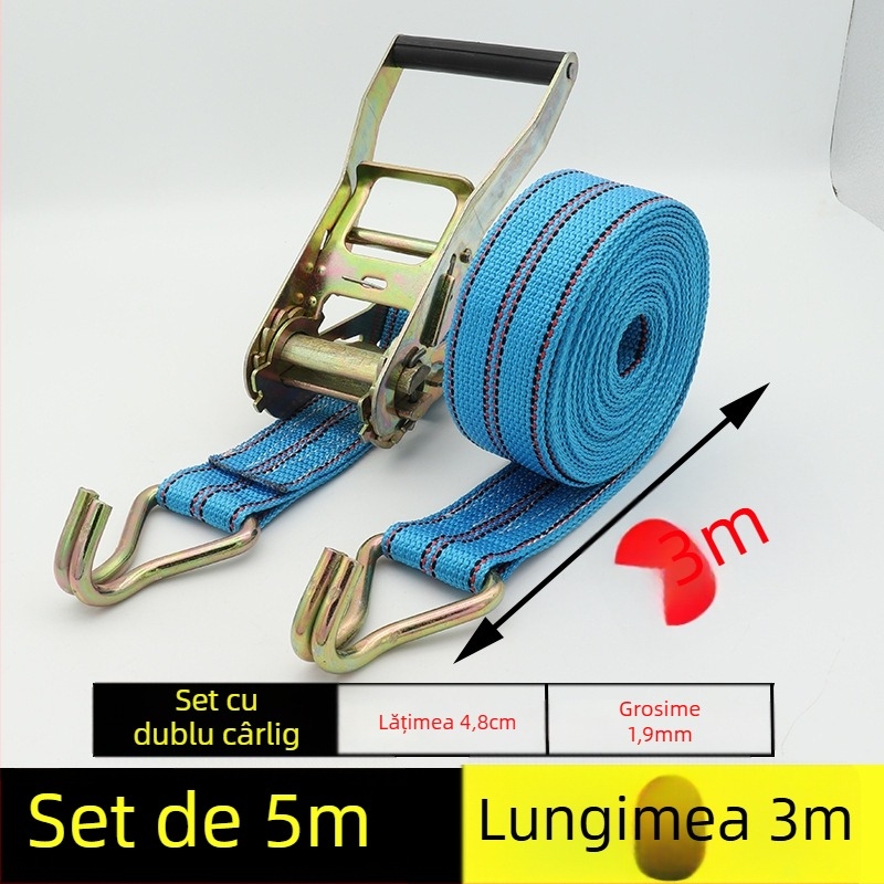 Bandă de prindere a mărfurilor cu cârlig și mecanism de tensionare pentru camioane și containere