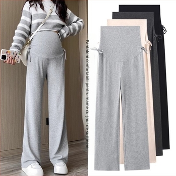 Pantaloni de maternitate cu șnur, din Ice Silk, largi, respirabili
