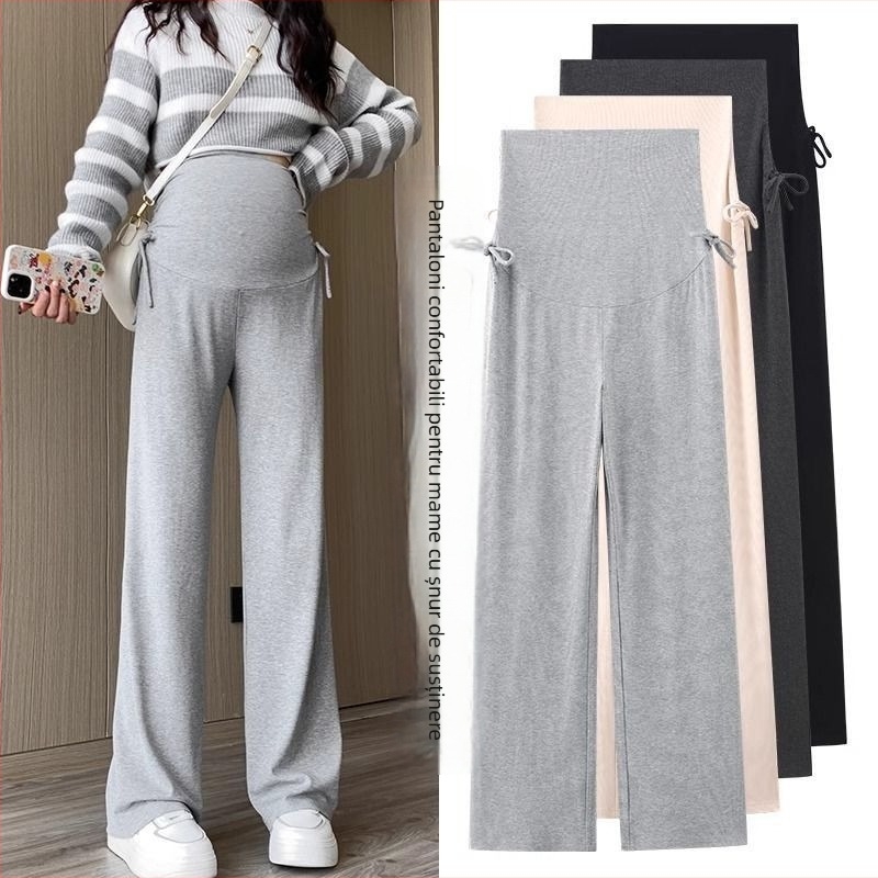 Pantaloni de maternitate cu șnur, din Ice Silk, largi, respirabili