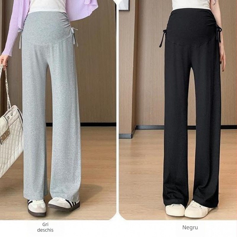 Pantaloni de maternitate cu șnur, din Ice Silk, largi, respirabili