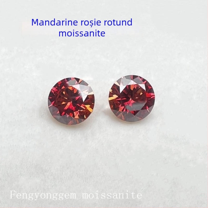 Moissanite piatră rotundă brută — tăiere Eight Hearts Eight Arrows — claritate VVS — acoperire electroplacată