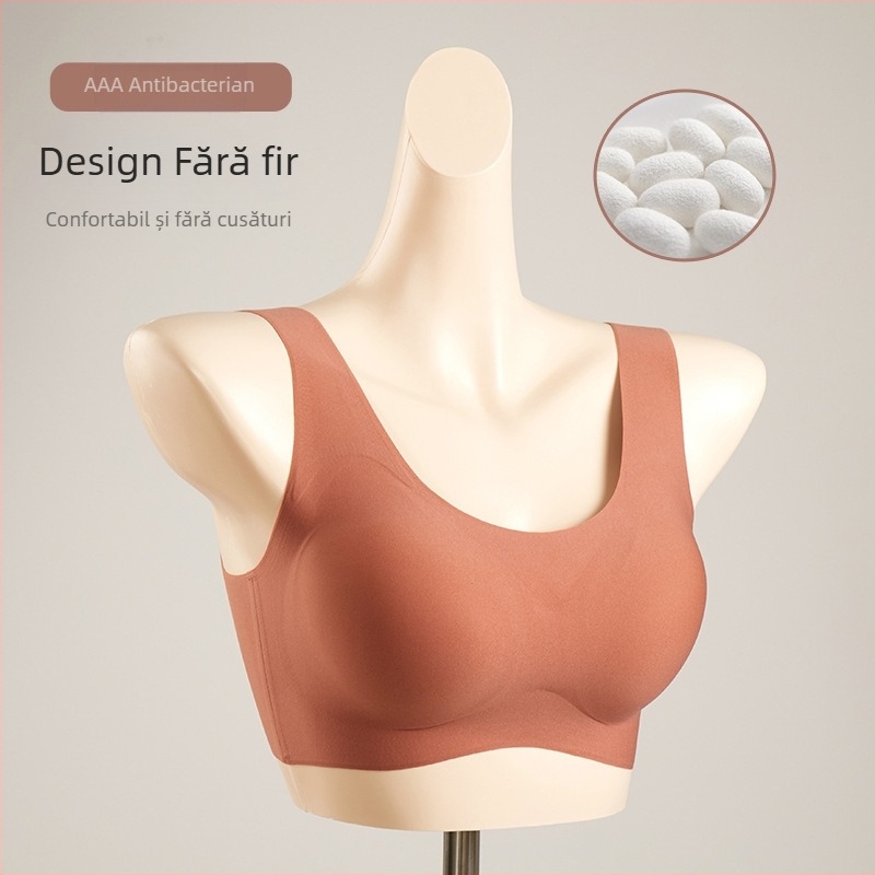 Carlsly sutien fără fir cu căptușeală din mătase de mulberry, fără cusături, cupe 3/4, forme subțiri, material nylon, căptușeală 80-90% mătase, bretele duble, închidere spate cu trei rânduri, Primăvara 2025