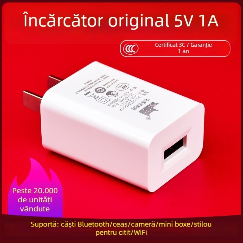 Cap de încărcare 5V1A – Încărcător universal pentru căști Bluetooth, cameră de supraveghere, stilou de citire, ceas inteligent (Ieșire 5W, QC 4.0)