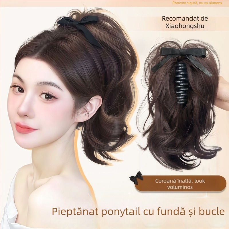 Păr artificial cu coadă prinsă prin clips | Valuri mari, păr de mătase rezistent la temperatură, mecanism de atașare, nu poate fi vopsit sau îndreptat