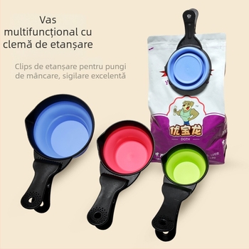 Bol pliabil pentru animale de companie – cu funcție dublă apă și mâncare, portabil, material PP+TPE, brand TINGHAO, ambalaj 300 buc.