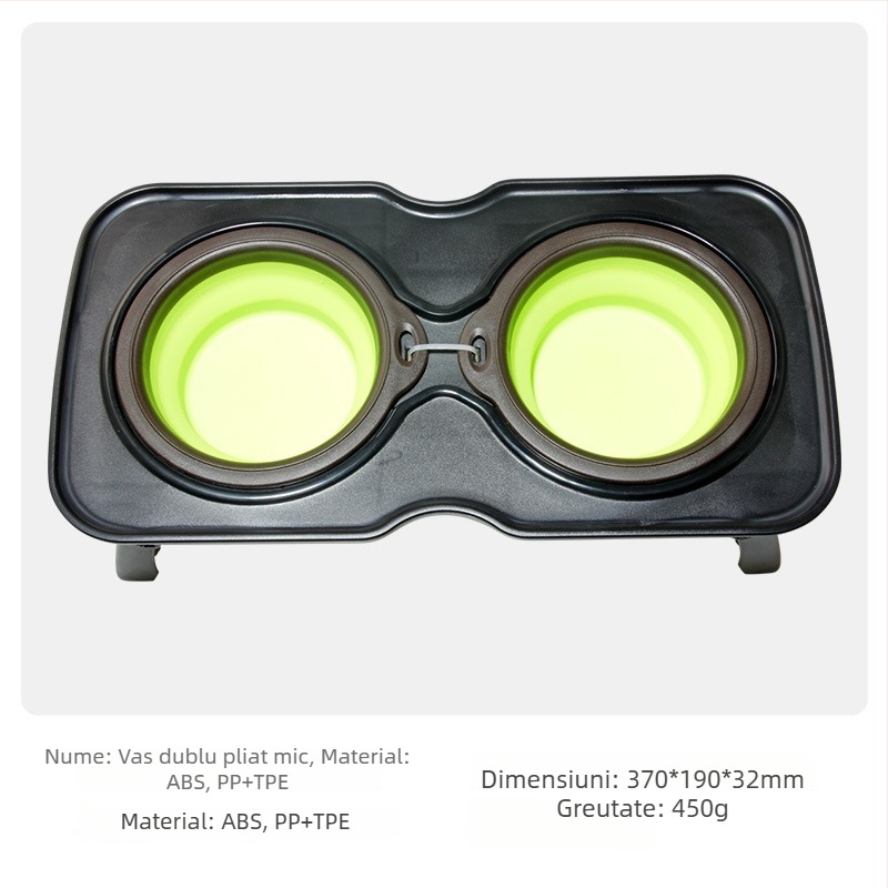 Bol pliabil pentru animale de companie – cu funcție dublă apă și mâncare, portabil, material PP+TPE, brand TINGHAO, ambalaj 300 buc.