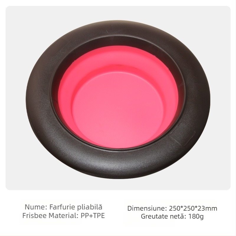 Bol pliabil pentru animale de companie – cu funcție dublă apă și mâncare, portabil, material PP+TPE, brand TINGHAO, ambalaj 300 buc.