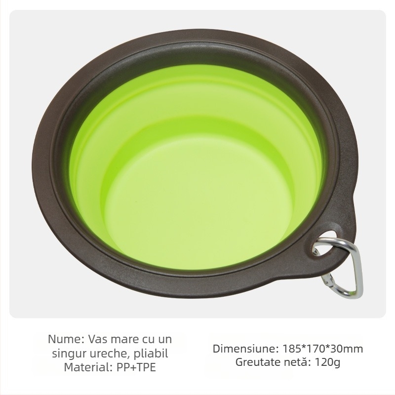 Bol pliabil pentru animale de companie – cu funcție dublă apă și mâncare, portabil, material PP+TPE, brand TINGHAO, ambalaj 300 buc.