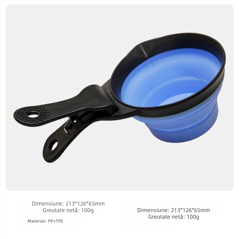 Bol pliabil pentru animale de companie – cu funcție dublă apă și mâncare, portabil, material PP+TPE, brand TINGHAO, ambalaj 300 buc.