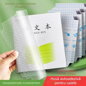 Husă de carte transparentă, autoadezivă, din PP, pentru caiete de școală primară, potrivită pentru clasele 1-2 și 3-6.