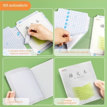 Husă de carte transparentă, autoadezivă, din PP, pentru caiete de școală primară, potrivită pentru clasele 1-2 și 3-6.