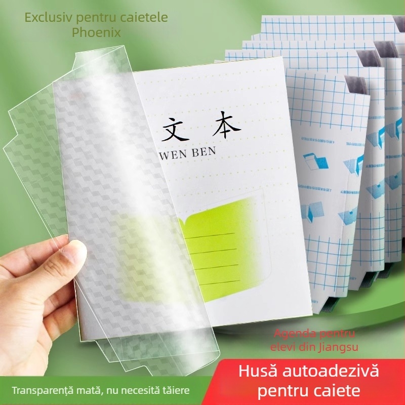 Husă de carte transparentă, autoadezivă, din PP, pentru caiete de școală primară, potrivită pentru clasele 1-2 și 3-6.