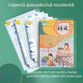 Husă de carte transparentă, autoadezivă, cu model diamant, rezistentă la apă și antiderapantă, cu adeziv pe bază de apă, pentru elevi