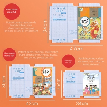 Husă de carte transparentă, autoadezivă, cu model diamant, rezistentă la apă și antiderapantă, cu adeziv pe bază de apă, pentru elevi