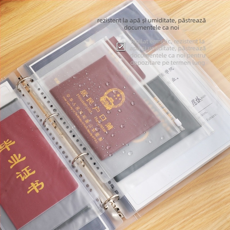 Organizator de documente din PVC de la Lukai – impermeabil și anti-praf, pentru documente importante: certificat de naștere, act de proprietate, registru de gospodărie