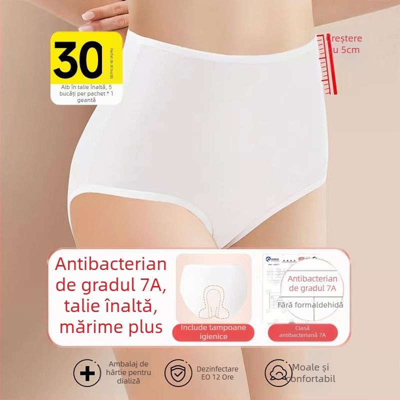 Chiloți de unică folosință pentru femei, talie înaltă, după naștere, 90–95% bumbac, căptușeală din bumbac