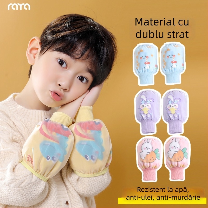 Manșon de scris pentru copii, unisex, model desen animat, dublu strat impermeabil și anti-murdărire, Ruiya acoperire, Toamnă 2025