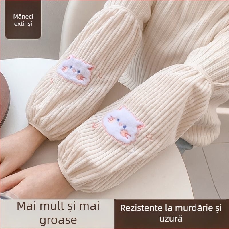 Acoperitoare de mâneci A-186 pentru femei adulte – păr de iepure, rezistente la pete, brodate