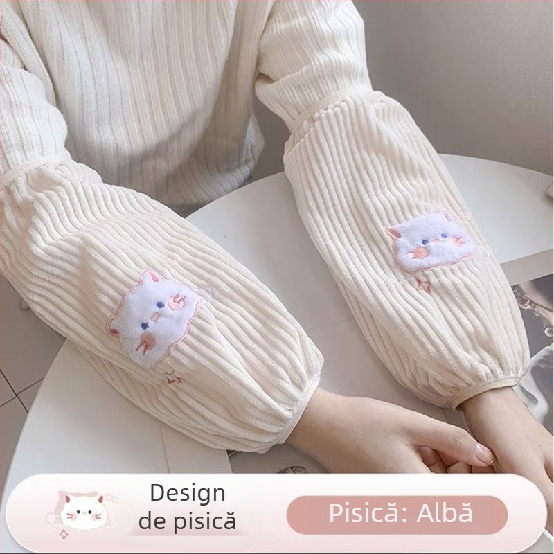 Acoperitoare de mâneci A-186 pentru femei adulte – păr de iepure, rezistente la pete, brodate