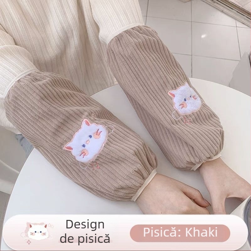 Acoperitoare de mâneci A-186 pentru femei adulte – păr de iepure, rezistente la pete, brodate