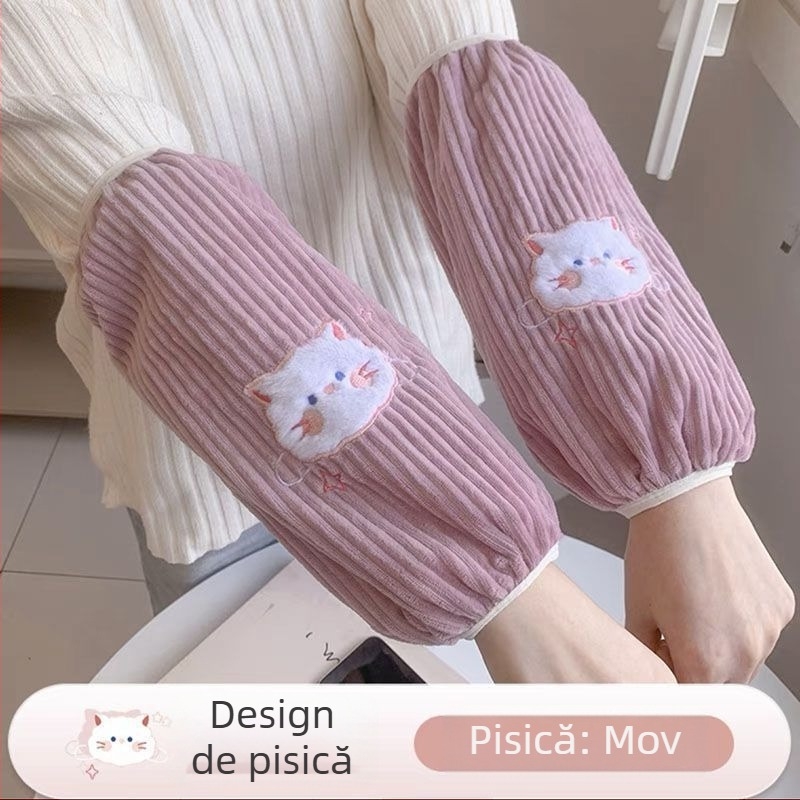 Acoperitoare de mâneci A-186 pentru femei adulte – păr de iepure, rezistente la pete, brodate