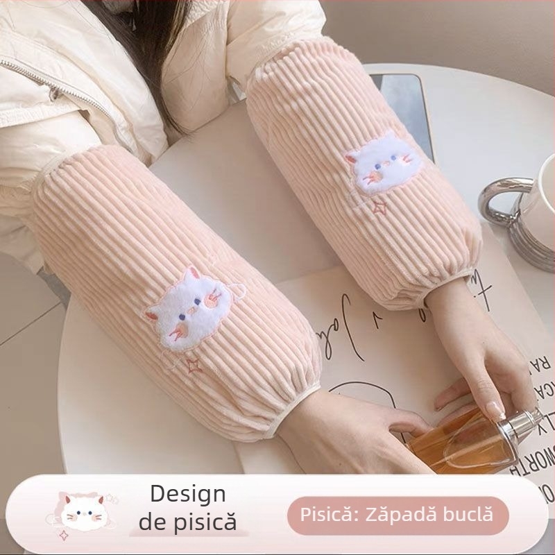 Acoperitoare de mâneci A-186 pentru femei adulte – păr de iepure, rezistente la pete, brodate