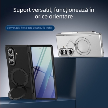 Carcasă de protecție pentru Samsung Z Fold7/Z Fold5 cu suport magnetic pliabil, ax central pentru stilou, din PC, presare la cald, protecție anti-cădere