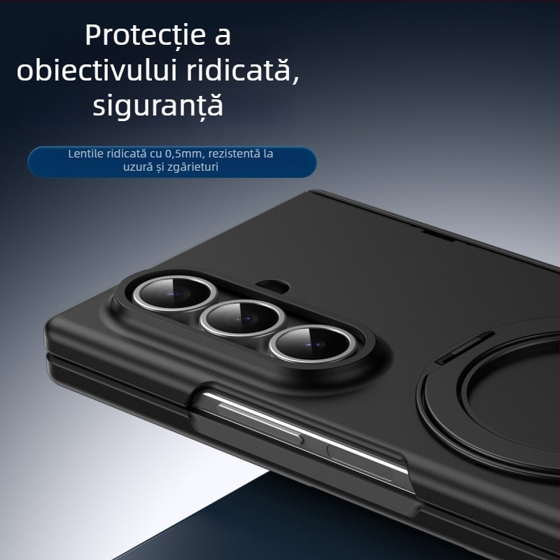 Carcasă de protecție pentru Samsung Z Fold7/Z Fold5 cu suport magnetic pliabil, ax central pentru stilou, din PC, presare la cald, protecție anti-cădere