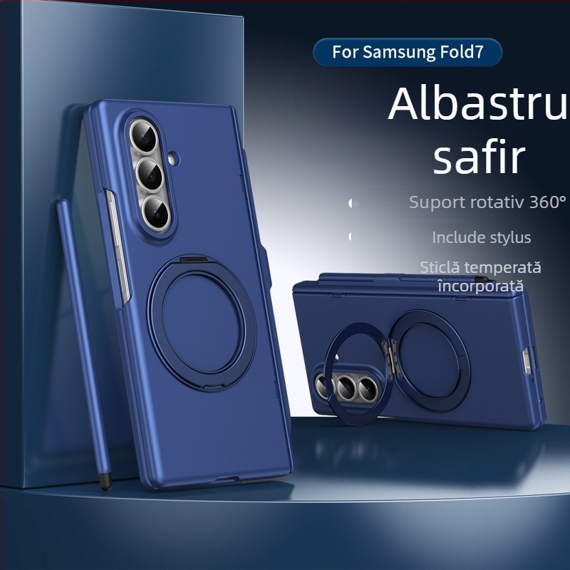 Carcasă de protecție pentru Samsung Z Fold7/Z Fold5 cu suport magnetic pliabil, ax central pentru stilou, din PC, presare la cald, protecție anti-cădere