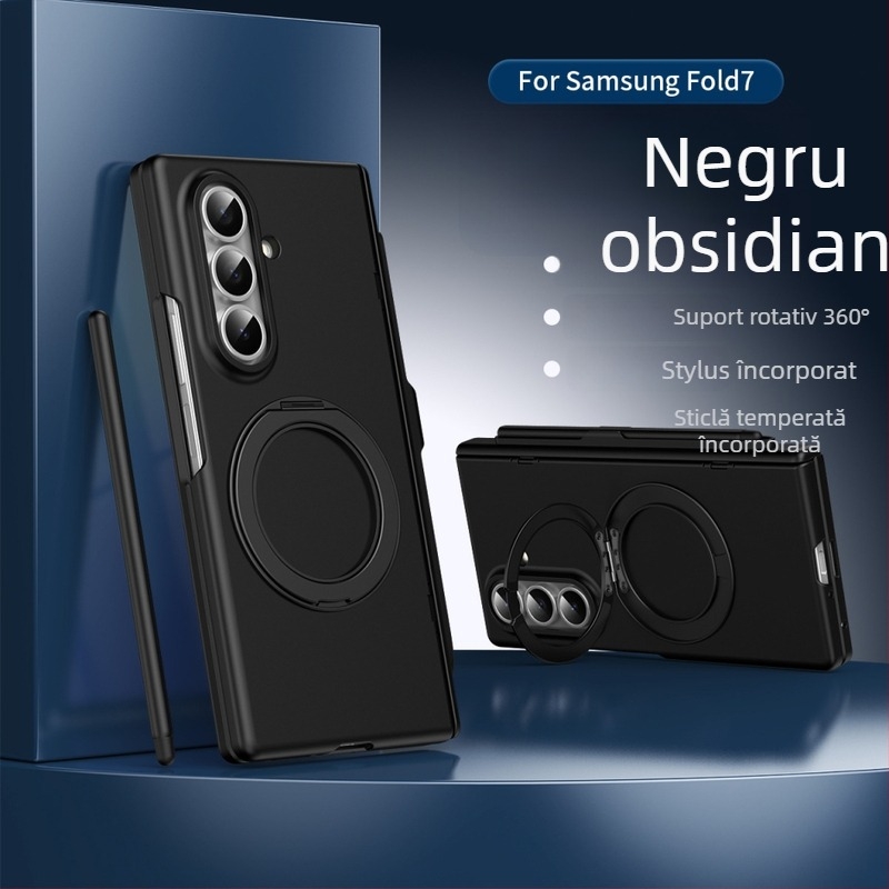 Carcasă de protecție pentru Samsung Z Fold7/Z Fold5 cu suport magnetic pliabil, ax central pentru stilou, din PC, presare la cald, protecție anti-cădere