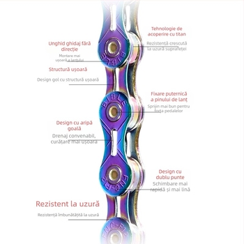 Lanț de bicicletă NanLio X12, oțel inoxidabil, pentru 8-12 viteze