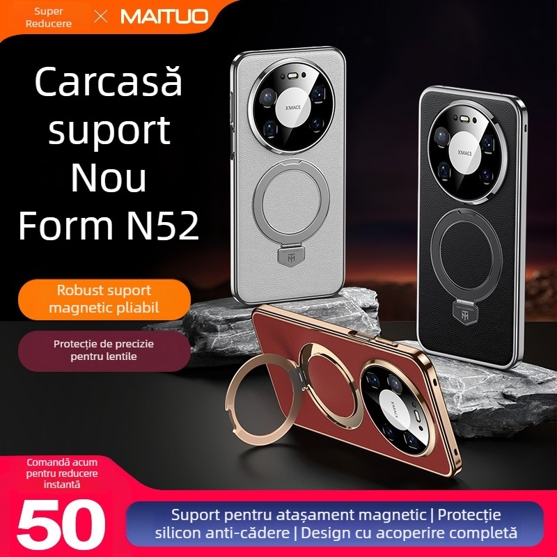 Carcasă de protecție Huawei Mate80 cu Maituo sistem magnetic de susținere, 2-în-1 margine moale și panou din acril, finisaj electroplatinat, anticadere