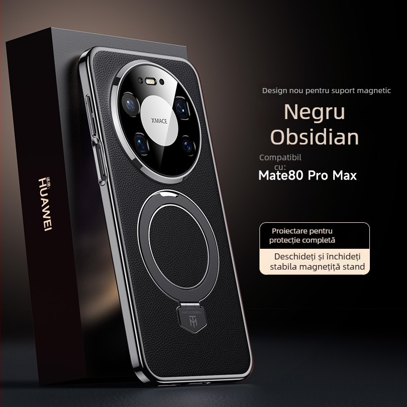 Carcasă de protecție Huawei Mate80 cu Maituo sistem magnetic de susținere, 2-în-1 margine moale și panou din acril, finisaj electroplatinat, anticadere