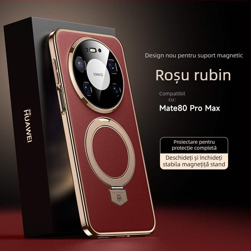 Carcasă de protecție Huawei Mate80 cu Maituo sistem magnetic de susținere, 2-în-1 margine moale și panou din acril, finisaj electroplatinat, anticadere