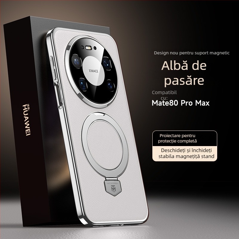 Carcasă de protecție Huawei Mate80 cu Maituo sistem magnetic de susținere, 2-în-1 margine moale și panou din acril, finisaj electroplatinat, anticadere