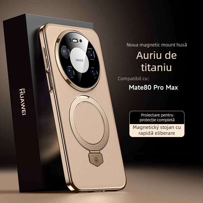 Carcasă de protecție Huawei Mate80 cu Maituo sistem magnetic de susținere, 2-în-1 margine moale și panou din acril, finisaj electroplatinat, anticadere