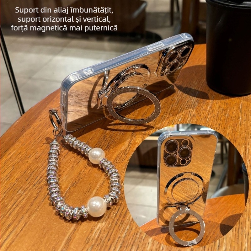 oglindă de machiaj pentru husă iPhone — TPU material, finisaj electroplacat, anti-cadere, suport pentru personalizare, compatibil cu seria iPhone 11/12/13/14