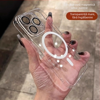 Carcasă pentru telefon cu tracțiune magnetică și protecție anti-cădere, husă PC pentru seria iPhone 11–14, electroplacare