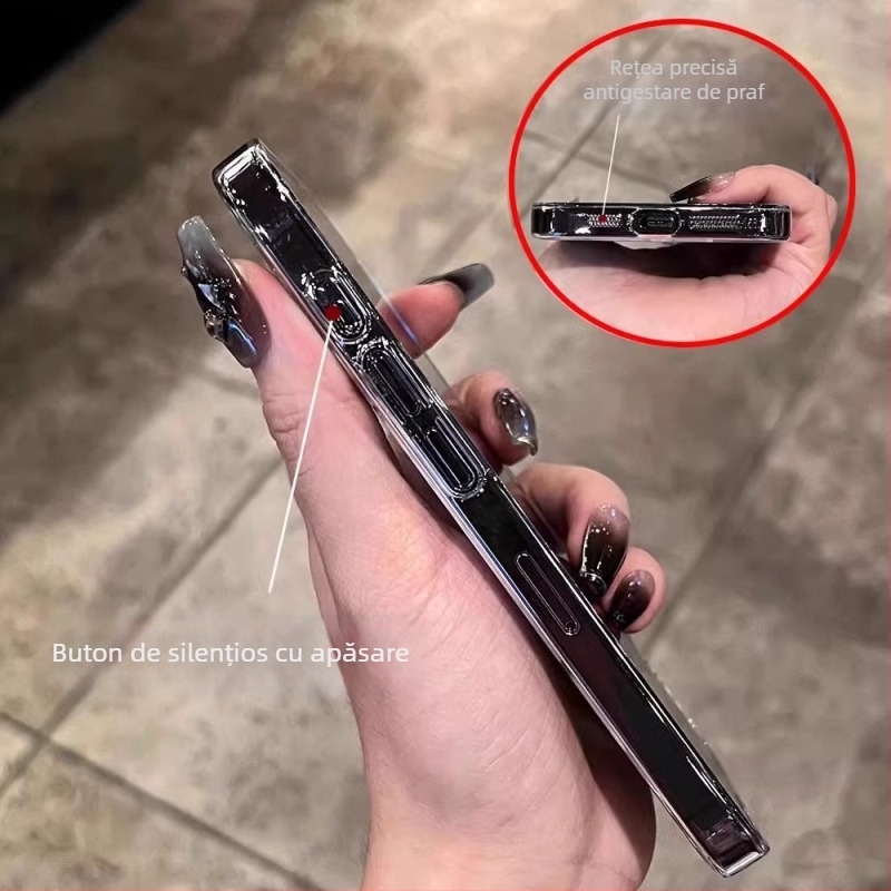 Carcasă pentru telefon cu tracțiune magnetică și protecție anti-cădere, husă PC pentru seria iPhone 11–14, electroplacare