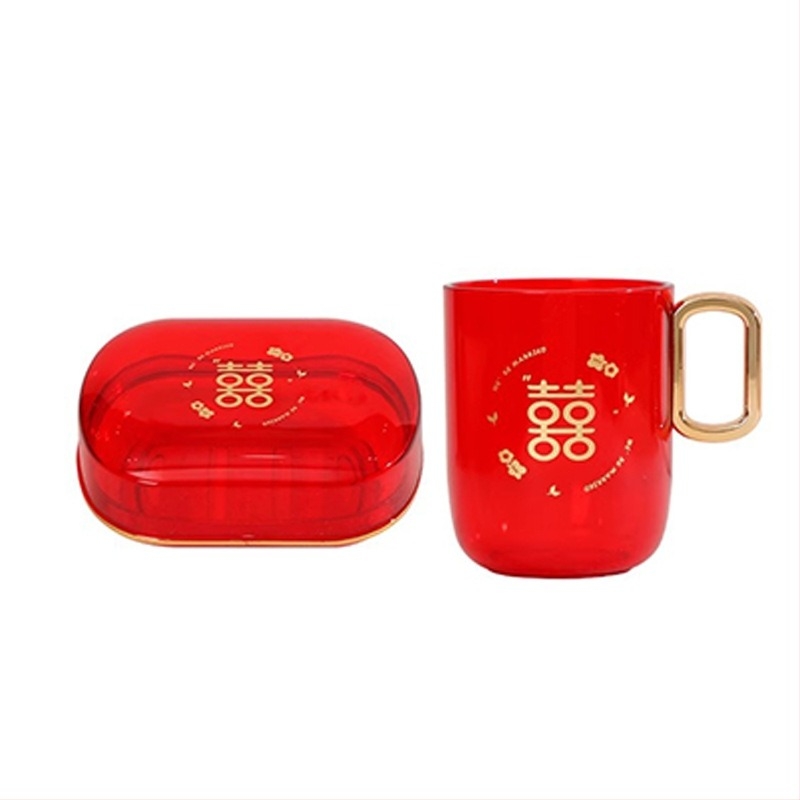 Set de cupe pentru periute de dinți și cutie de săpun pentru nuntă, din plastic, ambalaj OPP, destinate nunții