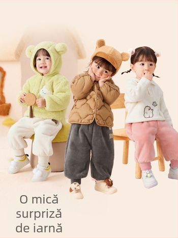 Pantaloni pentru copii 1–3 ani, velur, 100% poliester, pentru primăvară, toamnă și iarnă